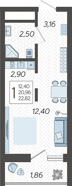 Студия · 18,3 м²