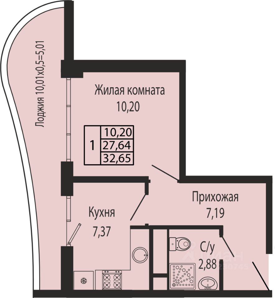 2-комнатная · 52,4 м²