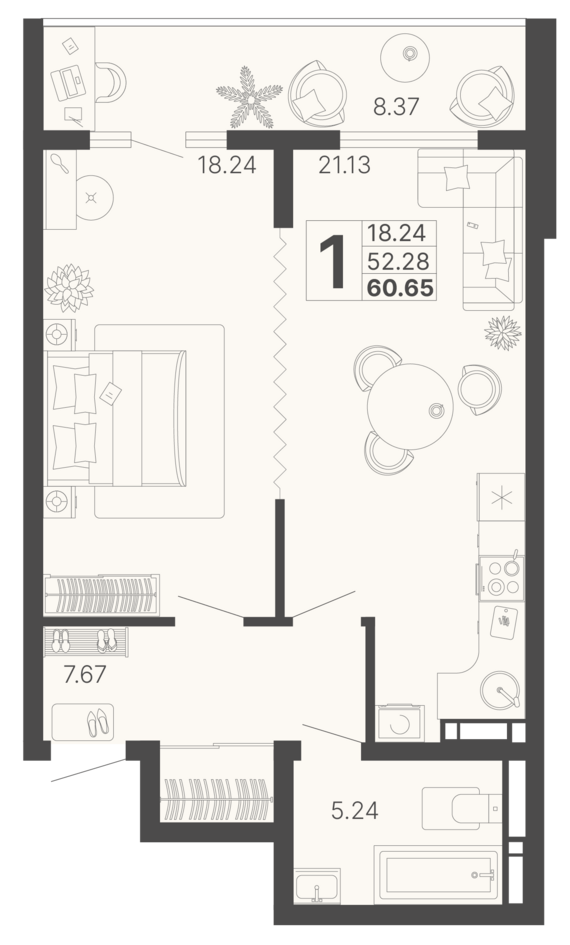 1-комнатная · 32,4 м²