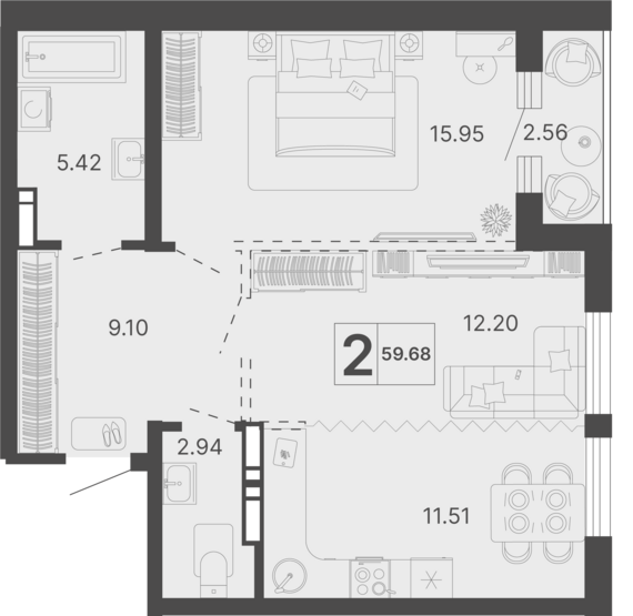 3-комнатная · 74,8 м²